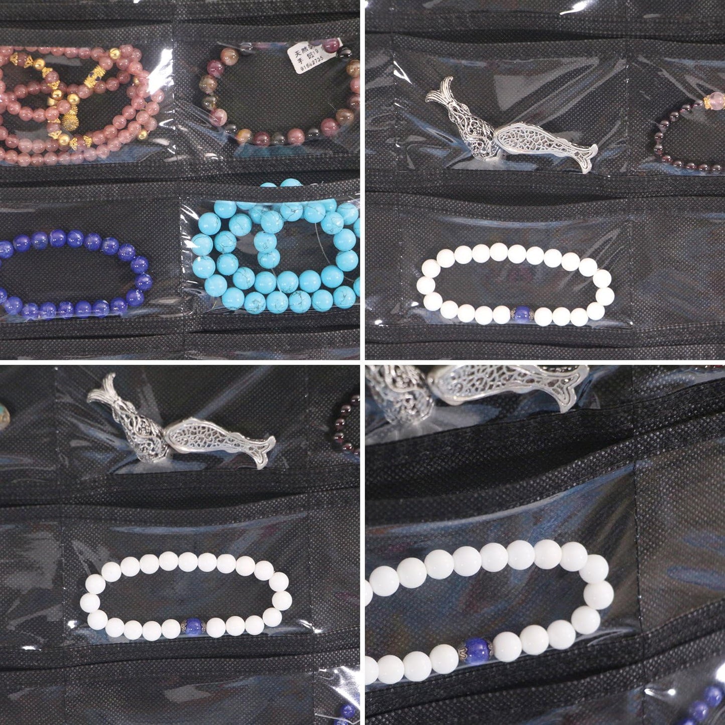 80 Pockets Hanging Jewelry Organizer for Women, Storage Bag for Earrings Necklace Bracelet Ring Accessory Display Holder Box