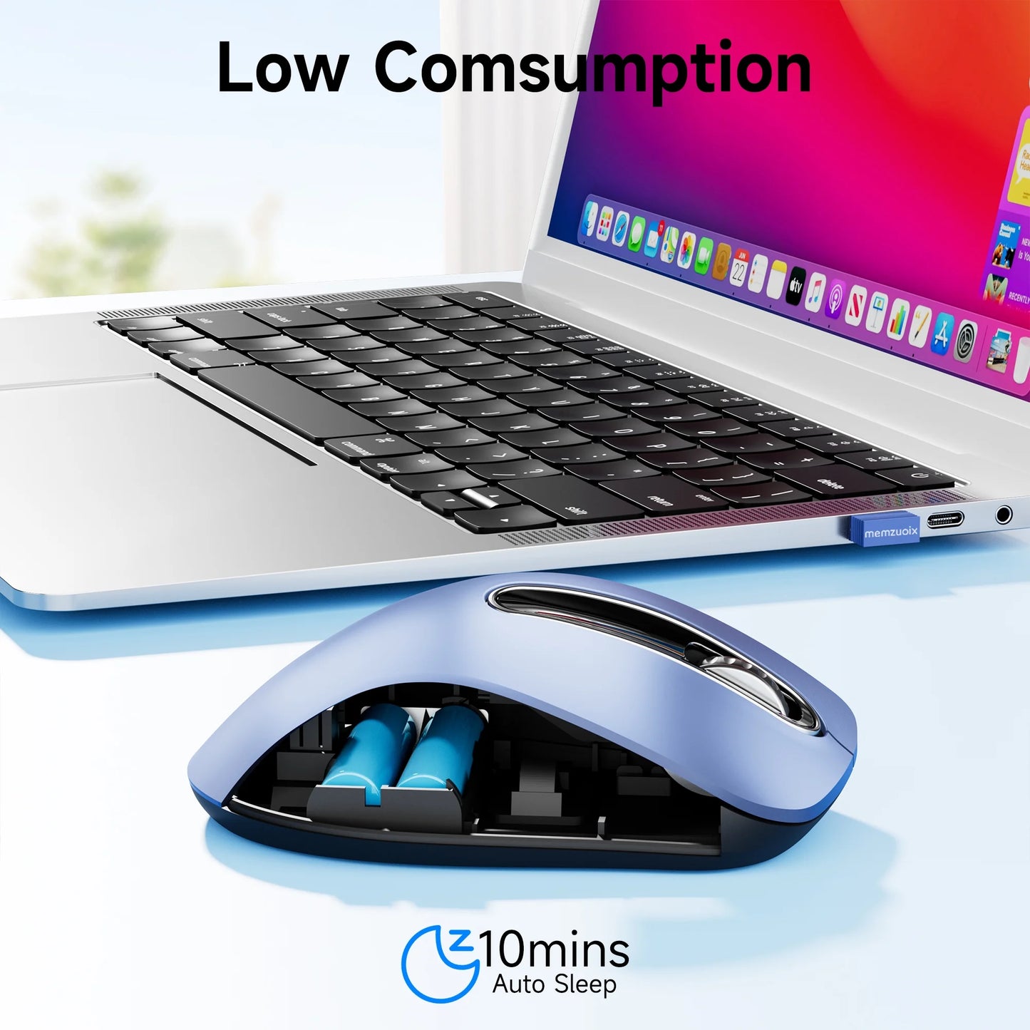 Wireless Mouse, 2.4Ghz with USB Mini Receiver, 1200 DPI Optical Tracking, Ambidextrous for Laptop, PC, Computer, Chromebook, Notebook, 5 Buttons-Sky Blue