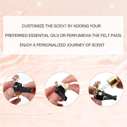 Leopard Car Accessories,2Pcs Golden Leopard Head Car Air Freshener Vent Clip for Women Teens,Refillable Essential Oils Perfumes Diffuser