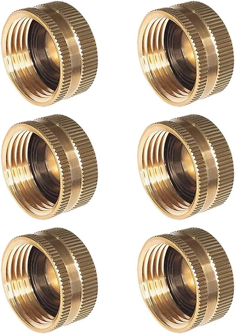 Garden Hose Cap with Washer Brass Hose End Garden Hose Connector Brass Caps 3/4" NH 6Pcs Garden Hose Female Fitting Caps