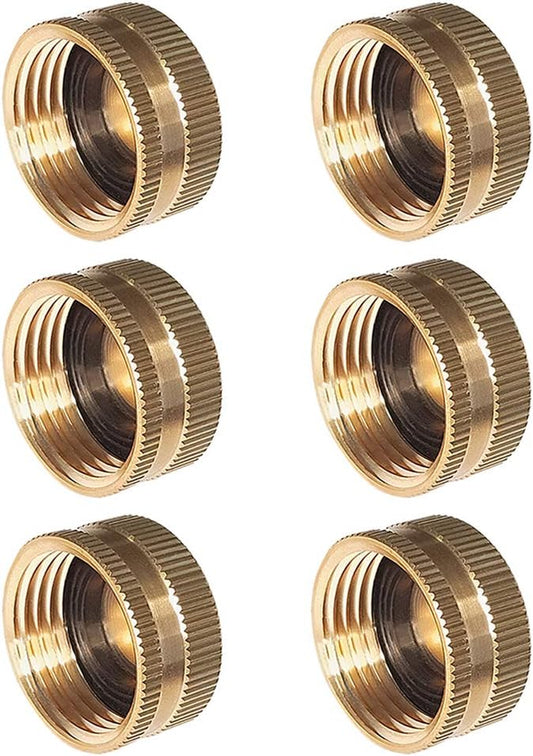Garden Hose Cap with Washer Brass Hose End Garden Hose Connector Brass Caps 3/4" NH 6Pcs Garden Hose Female Fitting Caps