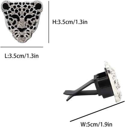 Leopard Car Accessories,2Pcs Golden Leopard Head Car Air Freshener Vent Clip for Women Teens,Refillable Essential Oils Perfumes Diffuser