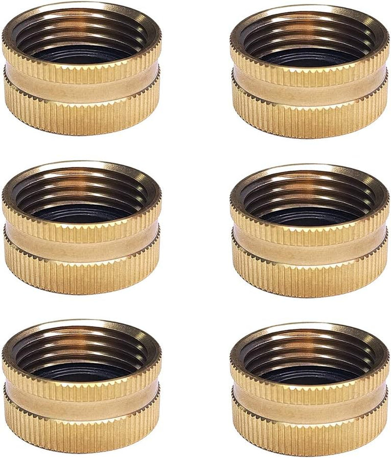 Garden Hose Cap with Washer Brass Hose End Garden Hose Connector Brass Caps 3/4" NH 6Pcs Garden Hose Female Fitting Caps