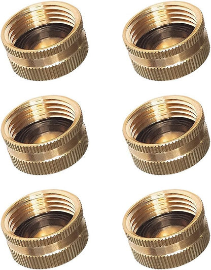 Garden Hose Cap with Washer Brass Hose End Garden Hose Connector Brass Caps 3/4" NH 6Pcs Garden Hose Female Fitting Caps